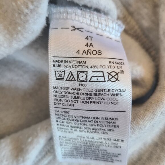 Old Navy Toddler Hoodie 4T Heather Gray Red Buffalo Plaid Bear Kangaroo Pocket - Picture 5 of 5